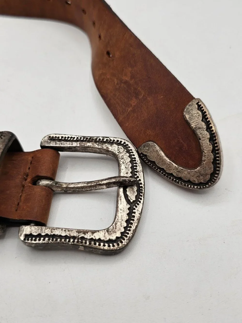 Handmade Western Leather Belt w/ Braided Detail & Engraved